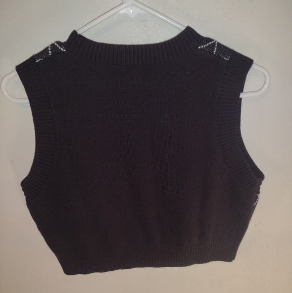 H&M Divided Women's M Argyle Cropped Sweater Vest - Picture 3 of 4